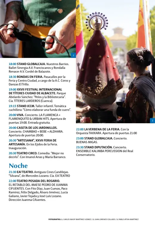 Programa del martes 8 de septiembre por la tarde y noche: Feria Taurina, títeres y conciertos