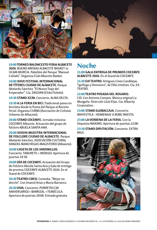 Programa del miércoles 9 de septiembre por la tarde y noche