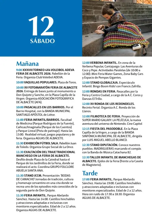 Programa del sábado 12 de septiembre por la mañana, con la Exaltación del Traje Manchego