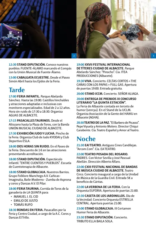 Programa del lunes 14 de septiembre por la tarde y noche, con la Cabalgata Ecuestre