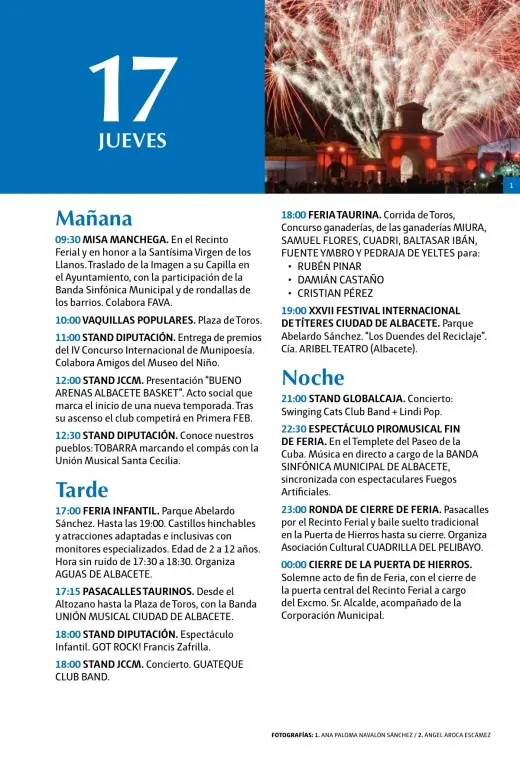 Programa del jueves 17 de septiembre: Misa Manchega, piromusical y cierre de la Puerta de Hierros