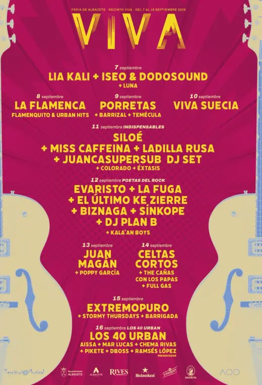 Cartel del Recinto VIVA con los conciertos del 7 al 16 de septiembre