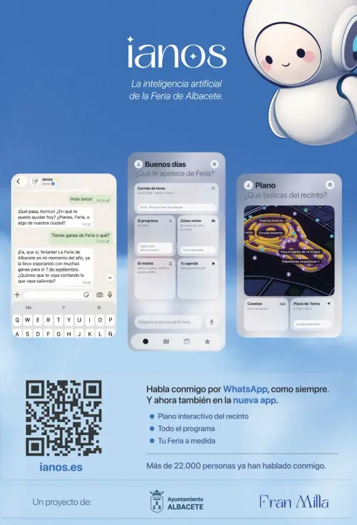 Cartel del asistente ianos, la inteligencia artificial de la Feria de Albacete