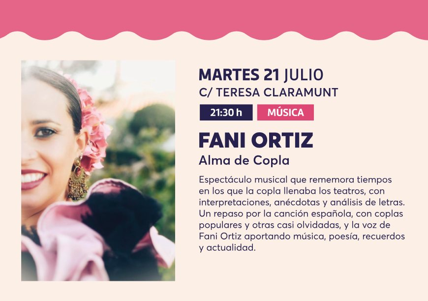 Cartel de Fani Ortiz · Alma de Copla en el Verano Cultural 2026 de Albacete