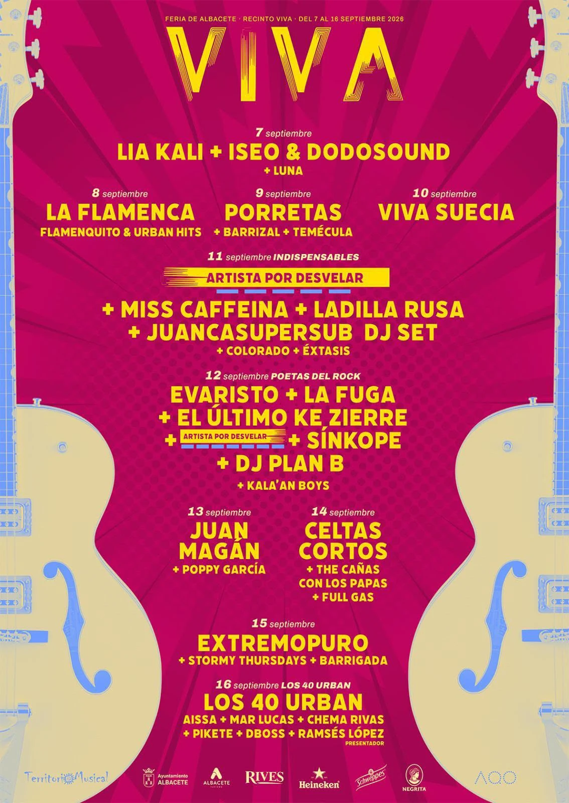 Cartel completo del Recinto VIVA para la Feria de Albacete 2026