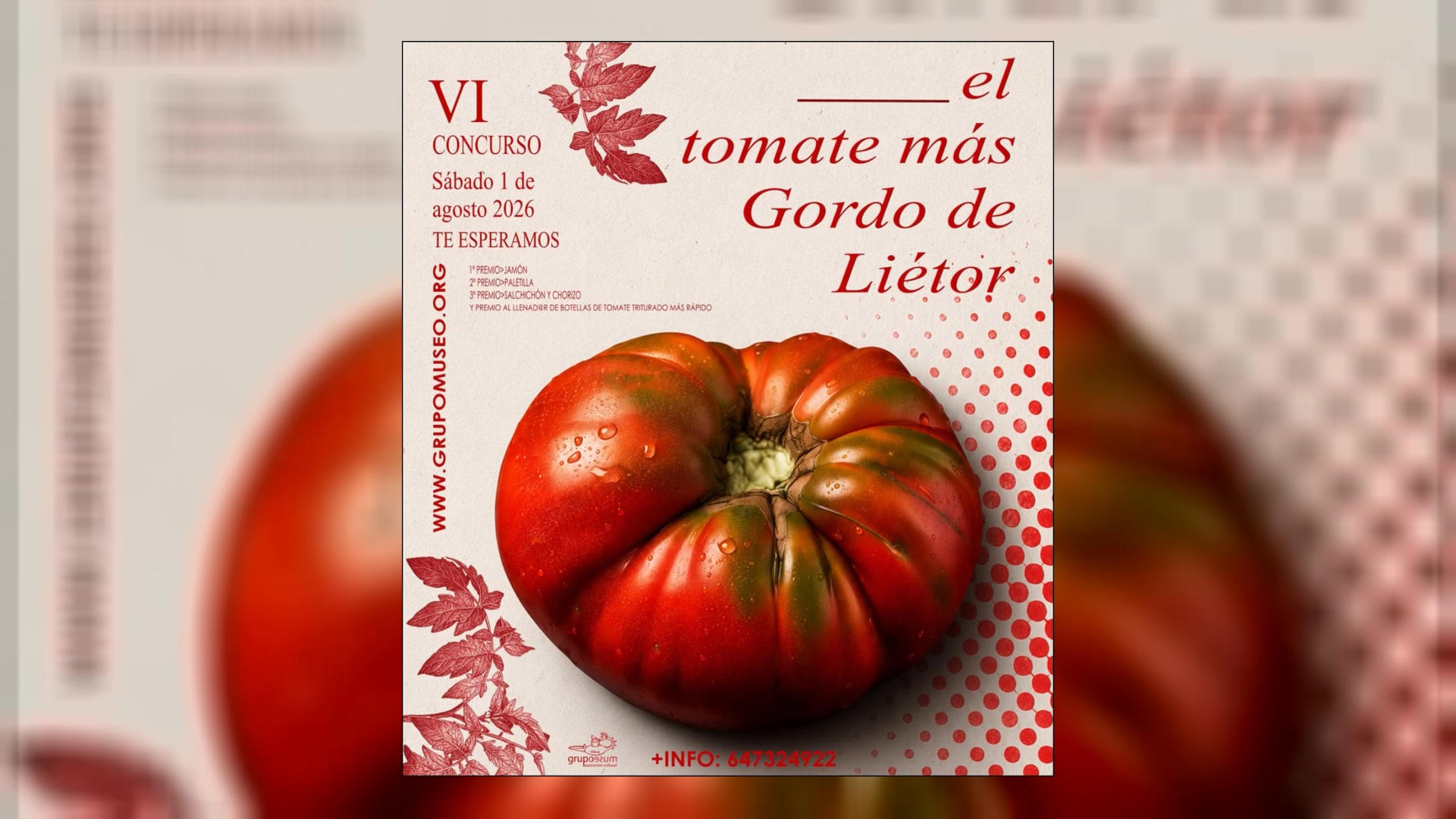 Cartel de VI Concurso el tomate más Gordo de Liétor en Liétor, provincia de Albacete