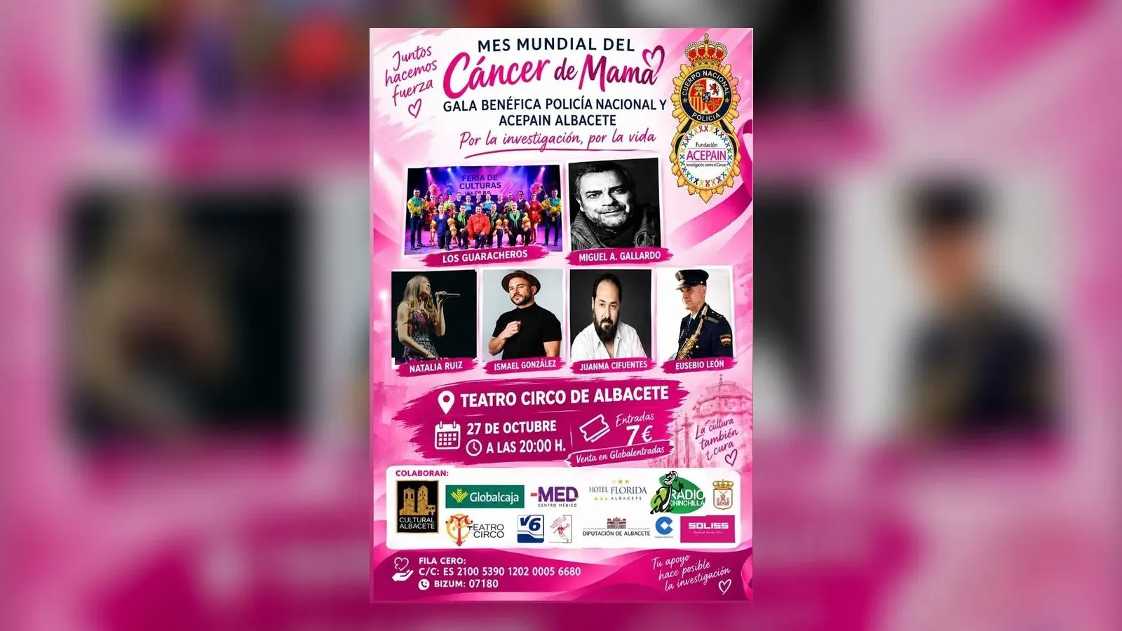 Cartel de la gala benéfica del Mes Mundial del Cáncer de Mama en el Teatro Circo de Albacete